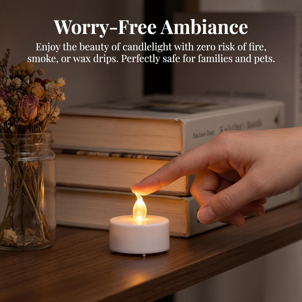 Boakboary Tea Lights Flameless Battery Operated Candles-150Pack LED Flickering Votive Candle Long Lasting 200 Hours, Realistic and Bright for Seasonal Festive Celebrations Decoration Warm White