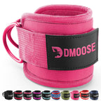DMoose Ankle Strap for Cable Machine - One Size Fit with Premium Padding, Glute Kickback Ankle Strap, Ankle Cable Straps for Workout, Booty Workout, Leg Extension, Hip Abductors (All Pink - Single)