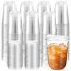 Baderke 300 Pcs Clear Plastic Cups with Strawless Sip Lids Disposable Round Bottom Togo Cups for Coffee Smoothie Cold Beverage Coffee Shops and Party Catering (16 oz)