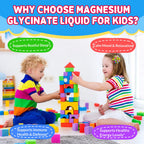 Kids Magnesium Glycinate Liquid Drops‌ – with L-Theanine, Omega-3, Vitamins B6 & D3, Zinc & Calcium – for Sleep Support, Relaxation, Focus & Brain, Bones – Mixed Berry Flavor, 2 Fl Oz