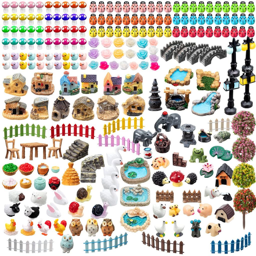 Tuanse 248 Pcs Miniature Fairy Garden Accessories with Mini Resin Animals