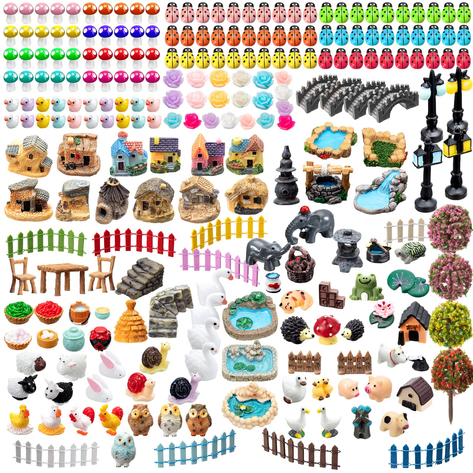 Tuanse 248 Pcs Miniature Fairy Garden Accessories with Mini Resin Animals