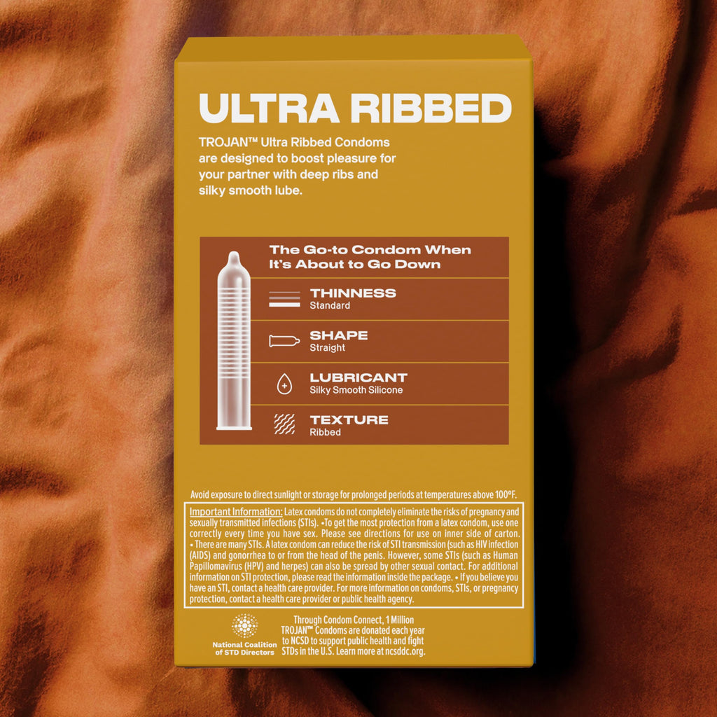 Trojan Ultra Ribbed Latex Condoms for Men, 36 Count
