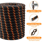 Double Braided Arborist Rigging Rope - 1/2 in X 100 ft 48 Strands Rappelling Outdoor Pulling Heavy Duty Polyester Bull Rope for Swing Tree Work Camping Rescue Hiking - Black