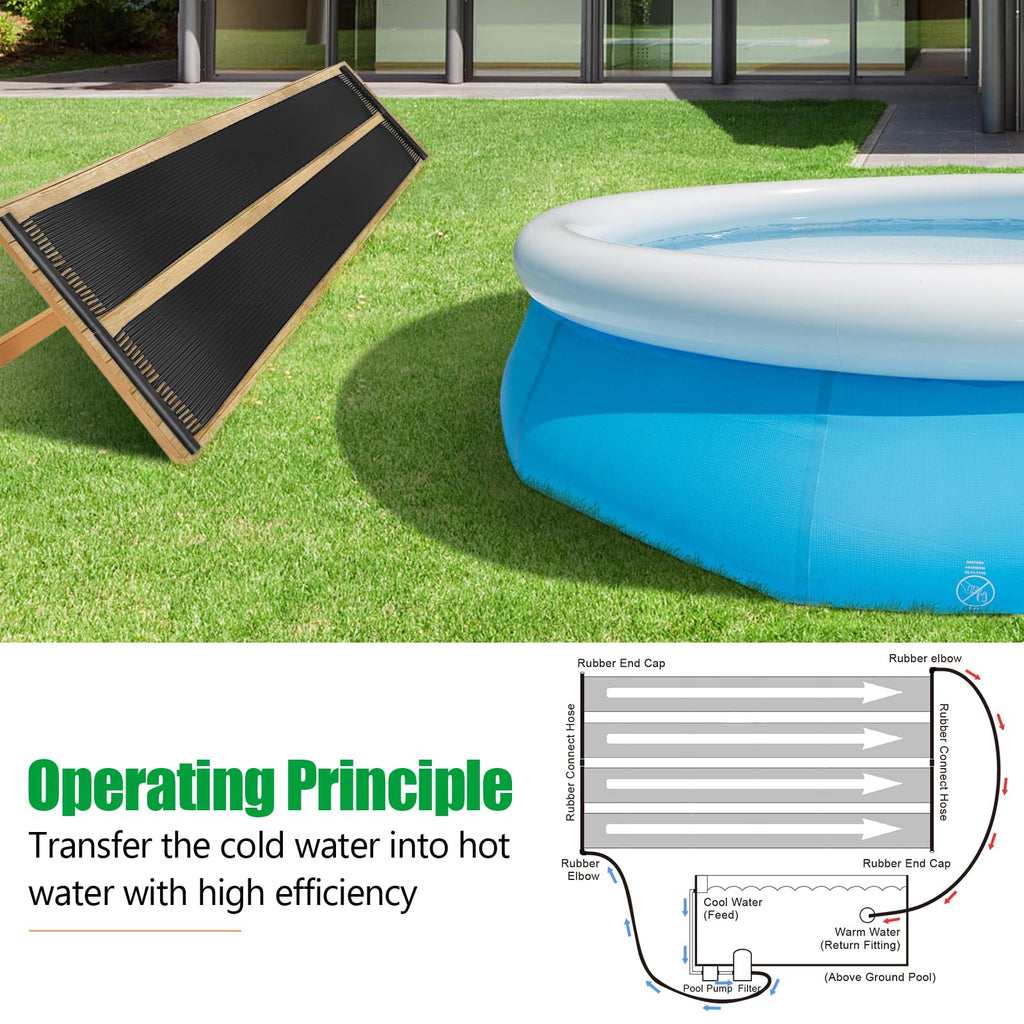 IRONMAX Solar Pool Heater, 2.5 x 20 Feet Above Ground/Inground Solar Panels for Pool Heating, Weatherproof Pool Warmer, Portable Swimming Pool Heaters System for Outdoor Roofs