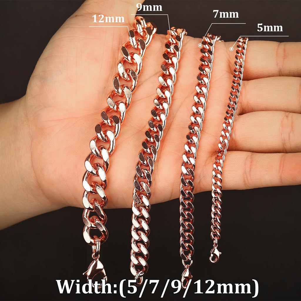 Heavenly Metals Copper Bracelet for Men & Women – 99.9% Pure Copper Cuban Link Chain – 5mm, 7mm, 9mm, 12mm Width – 6.5" to 9" Length – Gift Box Included – USA Brand