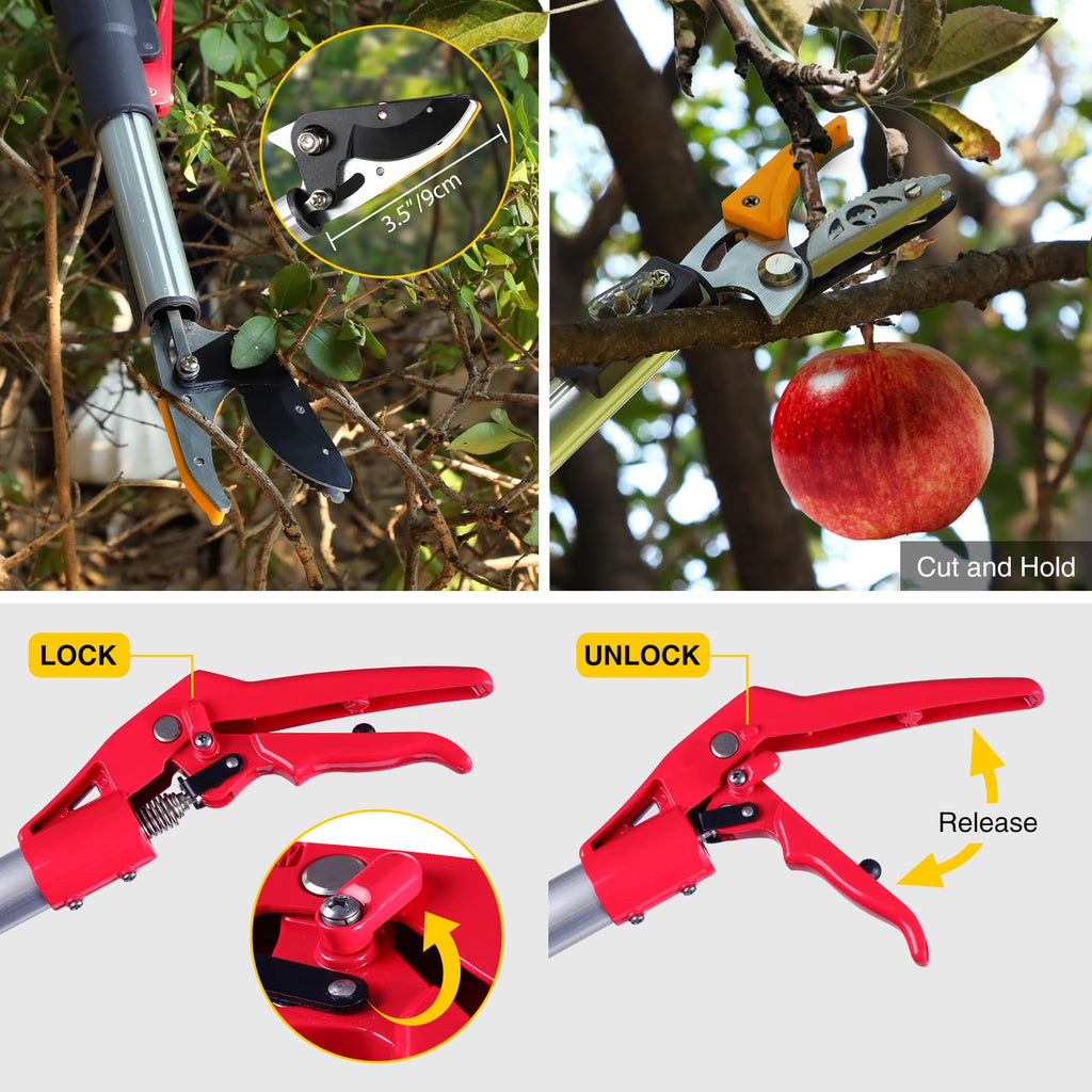 Lineslife 10FT Telescoping Pole Saw with Pruner, Extendable Tree Trimmer