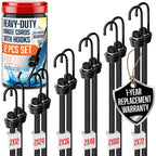 VBEST Strong Bungee Cords Heavy Duty - 12 pcs Bungee Cords with Hooks in A Storage Jar Includes 12", 24", 36", 48", 60", 72" Bungie Cord Bundle UV & Weather Resistant