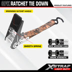 XSTRAP STANDARD Ratchet Tie Down Straps - 8PK - 1'' x 10 ft - 900 LB Break Strength Cargo Straps for Moving Appliances, Lawn Equipment, Motorcycle (Camouflage2)