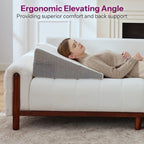 Wedge Pillow with Foam Top for Sleeping,Reading and Rest, 8 Inch Elevated Support Triangle Bed Pillow for Legs and Back Support with Washable Cover