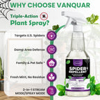 VANQUAR Peppermint Oil Insect & Spider Repellent Spray - All-Natural, Pet-Safe Bug Control for Home, Kitchen & Garden - 16 oz