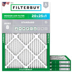 Filterbuy 20x25x1 Air Filter MERV 8 Dust & Allergy Defense (4-Pack)