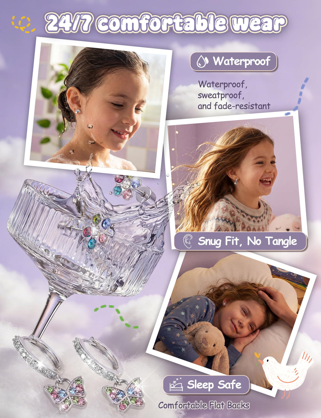 Hypoallergenic Earrings for Girls Women Kids Toddler Surgical Steel Earring