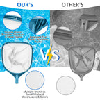 SORSWEET Professional Pool Skimmer Net 57 inch with 4 Aluminum Poles - Fine Mesh for Fast Debris Removal - Ideal Pool Nets for Cleaning Ponds, Spas, and Hot Tubs - Efficient Pool Maintenance