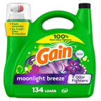 Gain Liquid Laundry Detergent, Moonlight Breeze Scent, 194 fl oz, 134 Loads, Freshness + Odor Fighting, Laundry Detergent Liquid Soap, HE Compatible