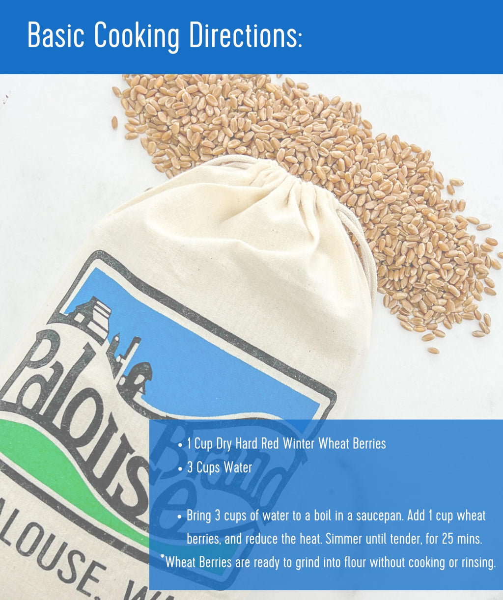 Palouse Brand Certified Glyphosate Residue Free Hard Red Winter Wheat Berries | 10 LBS | Family Farmed in Washington State | Non-GMO Project Verified | Certified Kosher Parve Bag