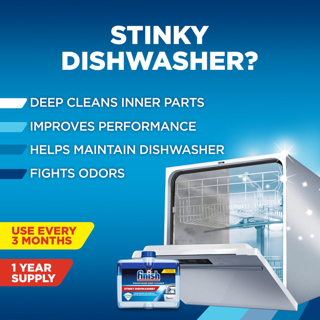 Finish Dishwasher Cleaner Liquid, Deep Cleans Hidden Grease & Limescale, Fights Odors & helps maintain Performance, 1 Year Supply, 8.45oz, 4 Bottle