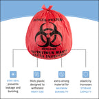 Trashanium Biohazard Waste Bags, 10-Gallon, 100 Count, Red, No Leak Bags, Medical Grade, Safe Infectious Waste Disposal