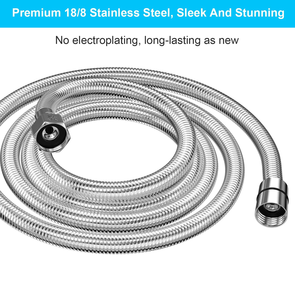 TEELLA 118" Shower Hose, Extra Long 304 Stainless Steel Handheld Shower Head Hose Extension/Replacement, Flexible & Durable, G1/2 Universal Insert & Nut