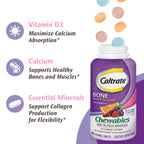 Caltrate Chewables 600 Plus D3 Plus Minerals Calcium Vitamin D Supplement, Cherry, Orange and Fruit Punch - 60 Count (Pack of 2)