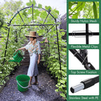 Garden Arch Trellis 7FT Extra Tall Polyethylene-Coated Stainless Steel Garden Trellis for Climbing Plants Outdoor Garden Trellis Arch for Cucumber Trellis | Gardening Trellis with Clips (Black)