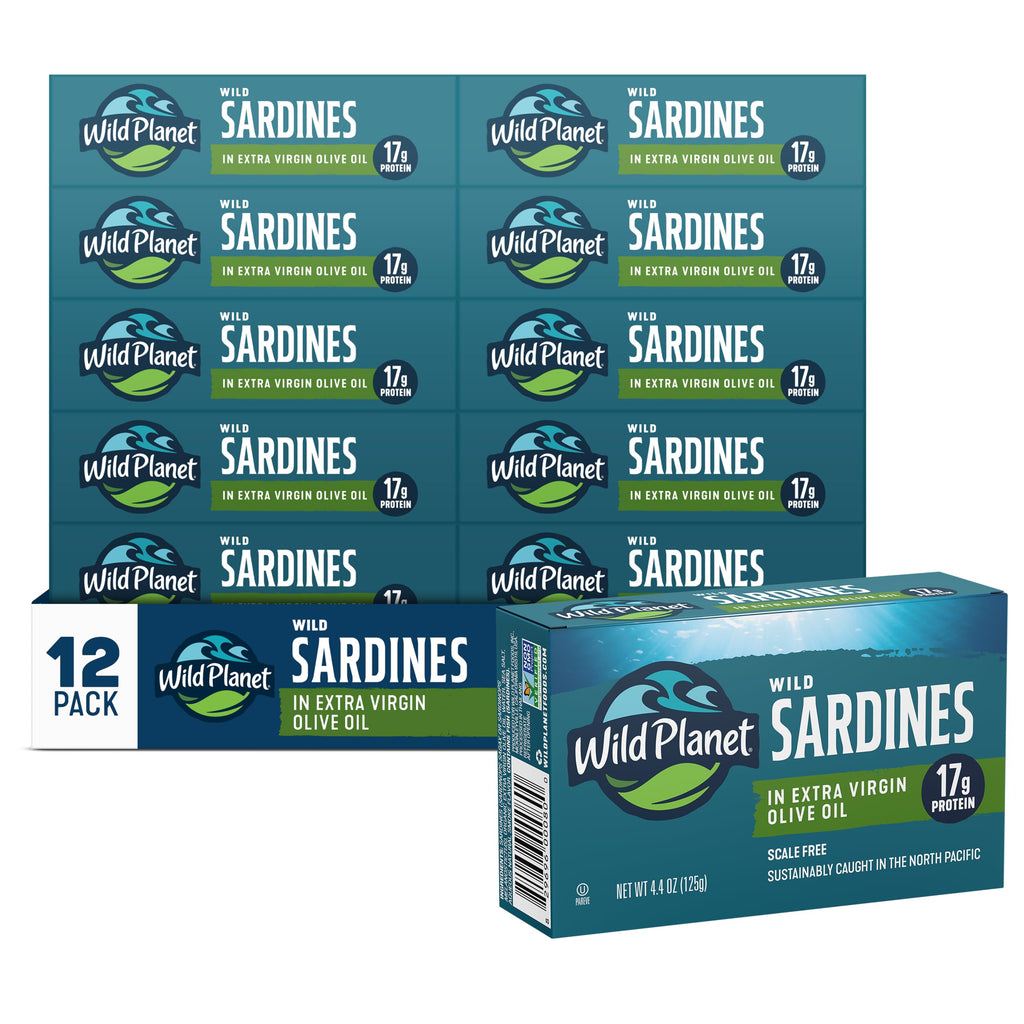 Wild Planet Wild Sardines in Extra Virgin Olive Oil, 4.4 Oz Can, 12 Pack