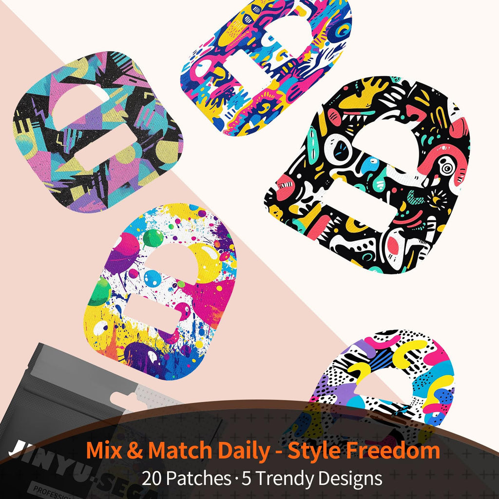 Omnipod 5 Adhesive Patches - Omnipod 5 Overpatches Waterproof with Strap Pre-Cut Sweatproof Omnipod Sensor Tape (Graffiti 20pcs)