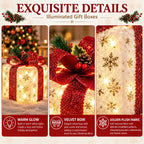 Set of 3 Lighted Boxes, Gold Snowflake