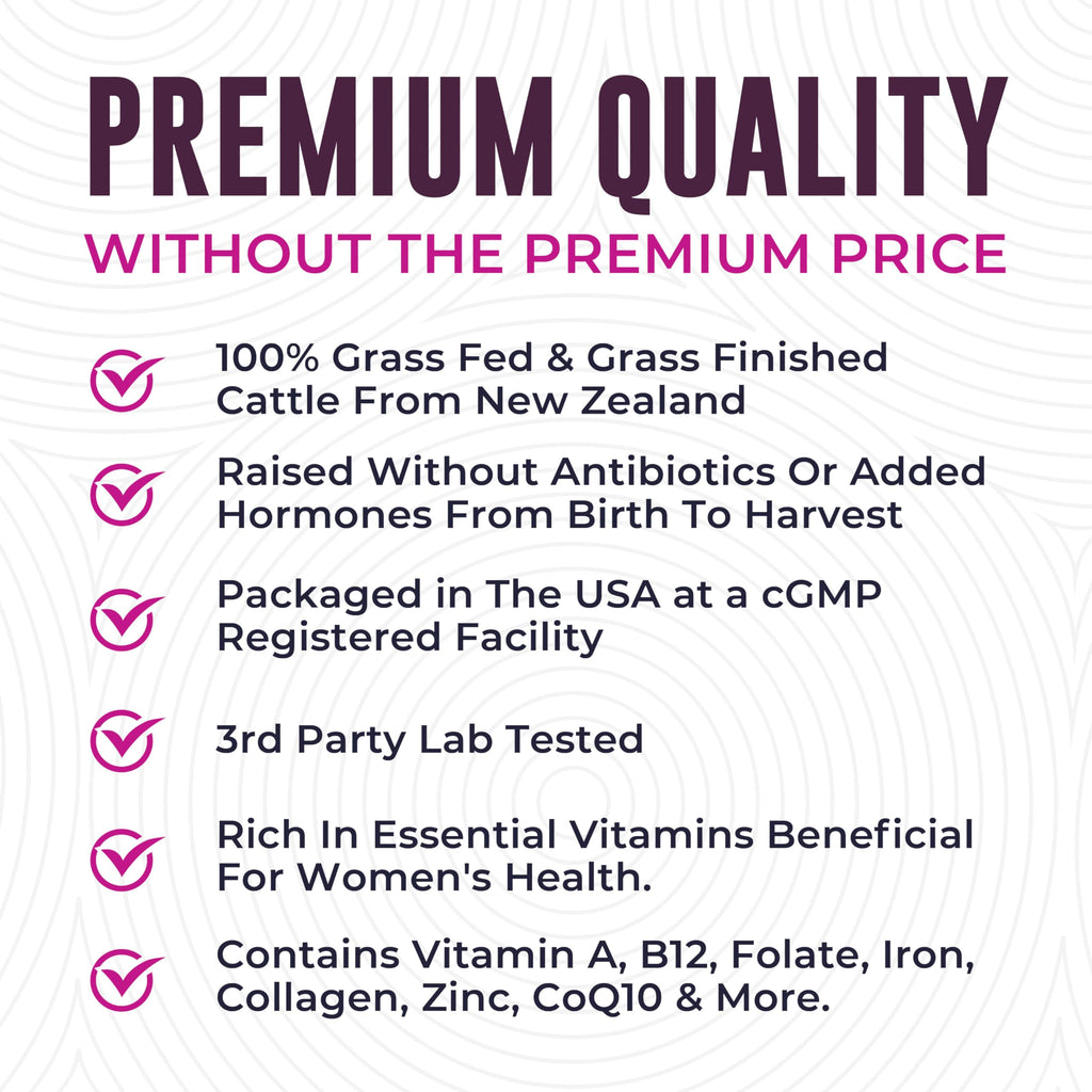 Beef Organ Supplement for Women - Beef Liver, Kidney, Heart and Uterus Tissue, Supports Women's Overall Energy and Health - Pasture Raised in New Zealand - No Fillers or Flow Agents - 120 Capsules