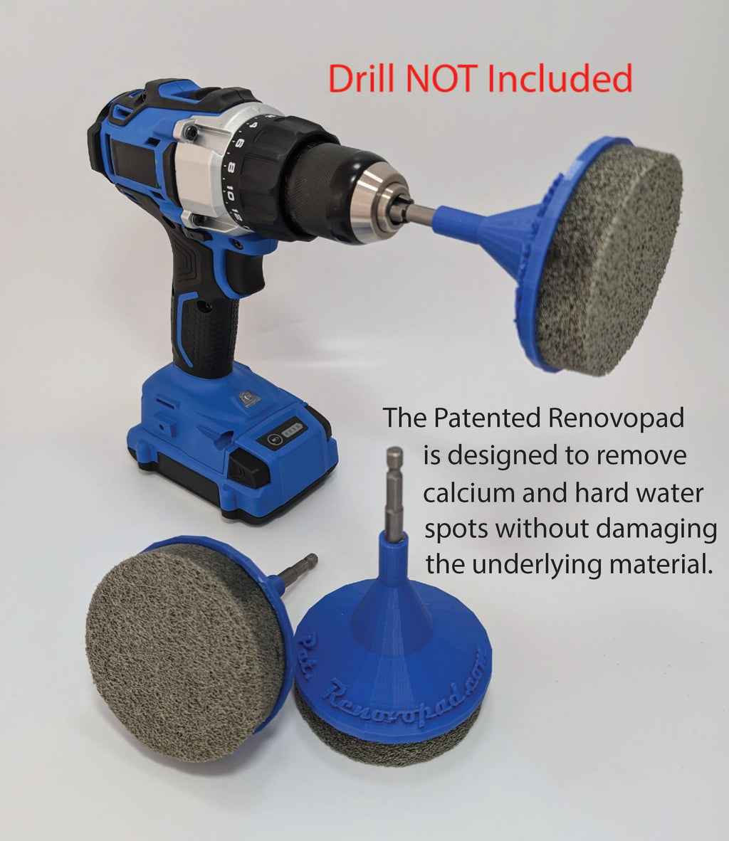 Renovopad Pool Tile Cleaning Tool - Drill Attachment Cleaning Pad Removes Calcium and Hard Water Spots from Waterline Pools Tile (1 Pad), Blue