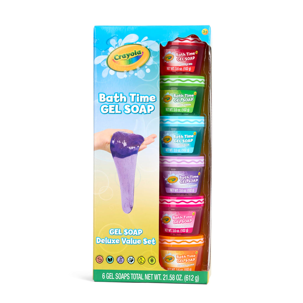 Crayola Bath Time Slime 6 Piece Set, Soaps with Slime Texture & Consistency, Multi Color Bath Soap 6 Pack / 3.6 oz Each, Colors Included: Red, Green, Blue, Purple, Pink, & Orange