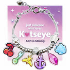 Bracelets Inspired by KATSEYE Merch for Fans, Guardian Shield, Limitless Key, Stellar Tiara, Dual Cherry, Dream Anchor, Soothing Shell with Pink K-pop Style Card for Concert Outfits Gifts (7.5, Inches)