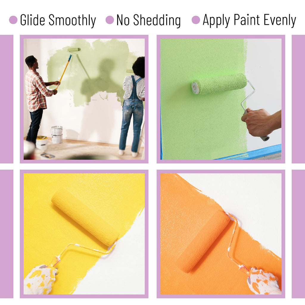 Bates- Paint Roller Covers, 9" x 3/8", 12 Pack, Yellow Stripes, Covers for Paint Rollers 9 Inch, 9 Inch Paint Roller Covers, Paint Roller Cover, Paint Roller Covers 9 Inch, Large Paint Roller Covers