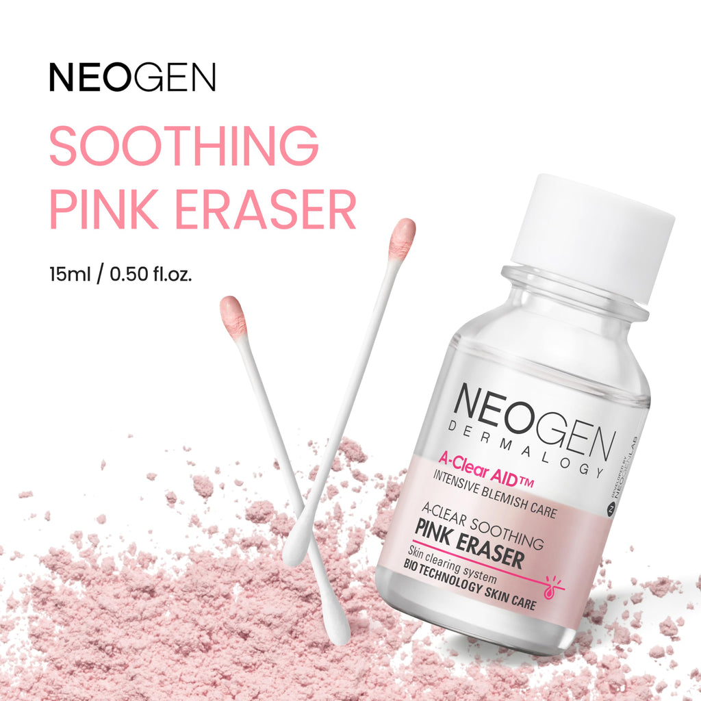 NEOGEN A-Clear Soothing Pink Eraser, Spot Care, Blemish Care, Korean Skin Care, Pink Pimple Drying Power, Calamine Powder, Nighttime Spot for Face and Skin (0.50 Fl Oz)