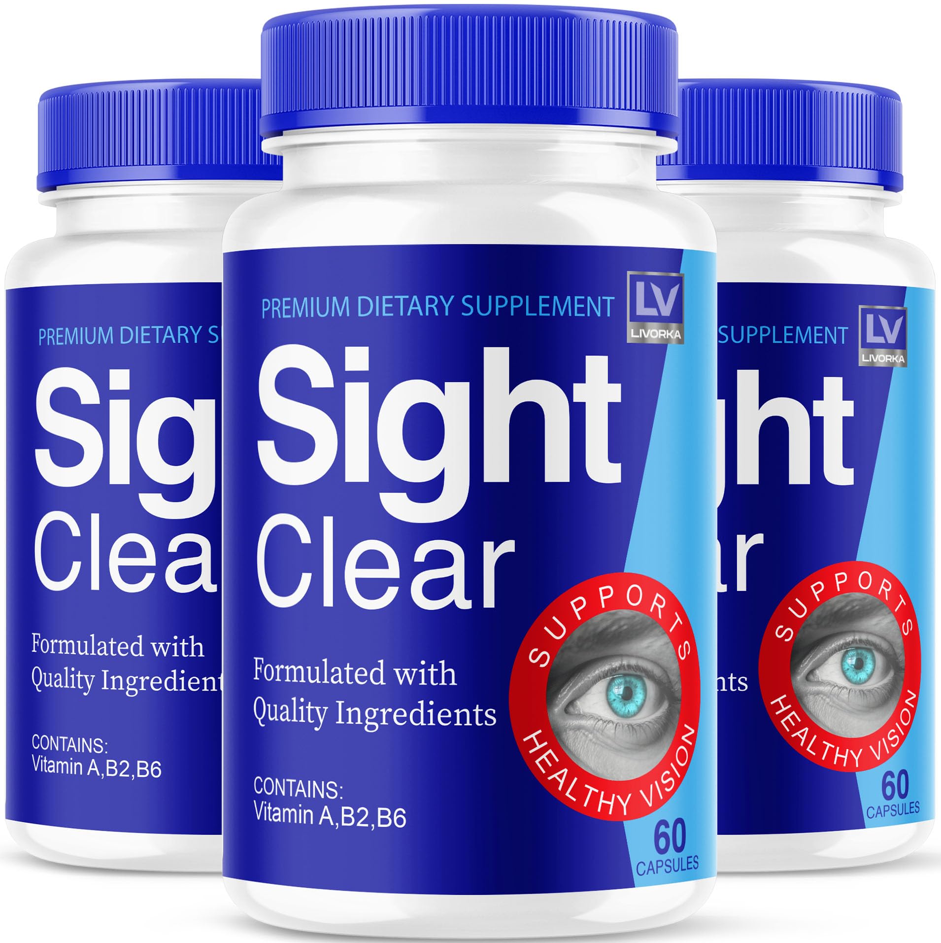 LIVORKA Sight Clear 20/20 Vision Support Supplement For Eyes - 3 Month Supply - Pack Of 3
