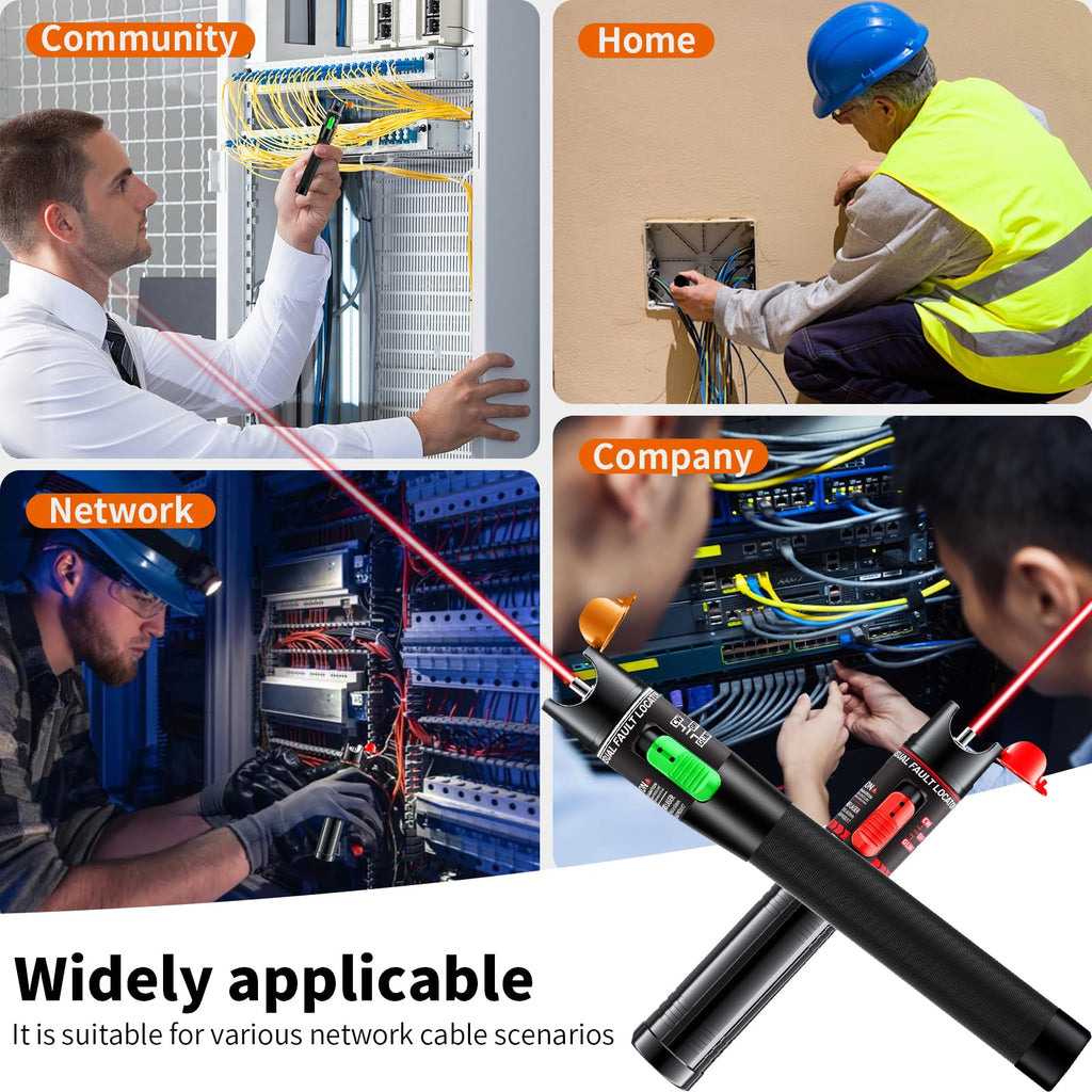 Visual Fault Locator 30KM - Rechargeable VFL Fiber Optic Tester Kit Include Single Mode 9/125um FC Male to LC Female Adapter, Fiber Optic Lights for Network Cable