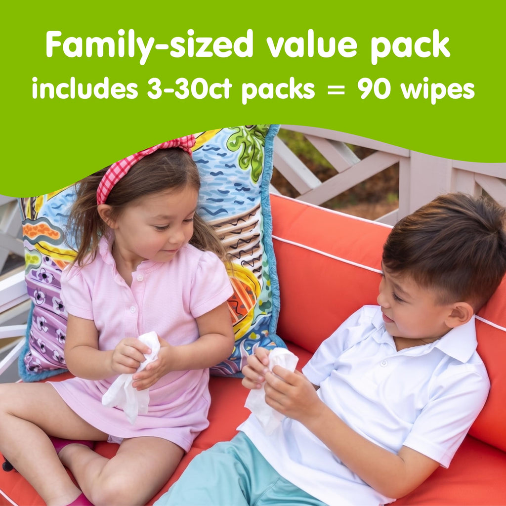 Boogie Antibacterial Hand Wipes - 90 Count - Hypoallergenic & Alcohol-Free - Individually Wrapped - Travel and Diaper Bag Essential