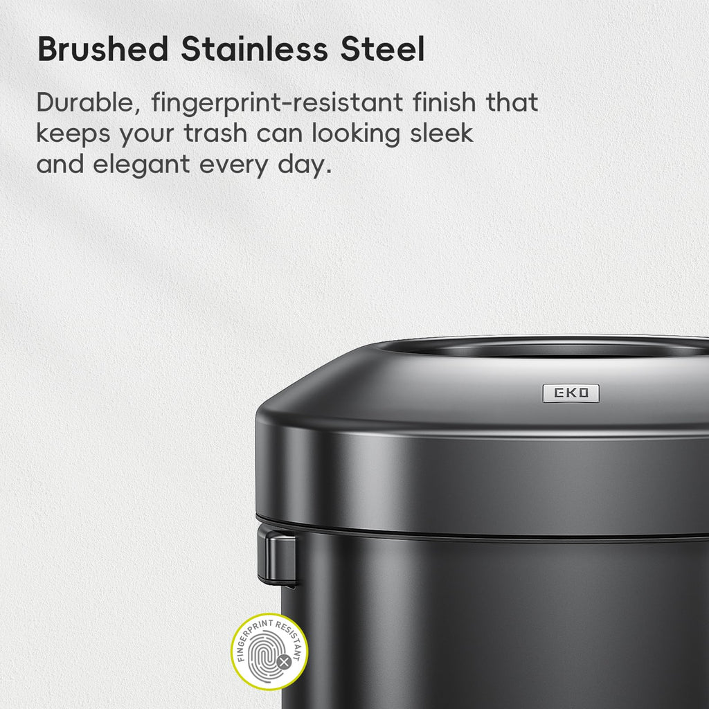 EKO Urban 32 Gallon Round Black Stainless Steel Open Top Waste Bin, Tall Commercial Trash Can for Indoor/Outdoor, Extra Large Metal Garbage Bin for Office, Restaurant, Restroom,120L