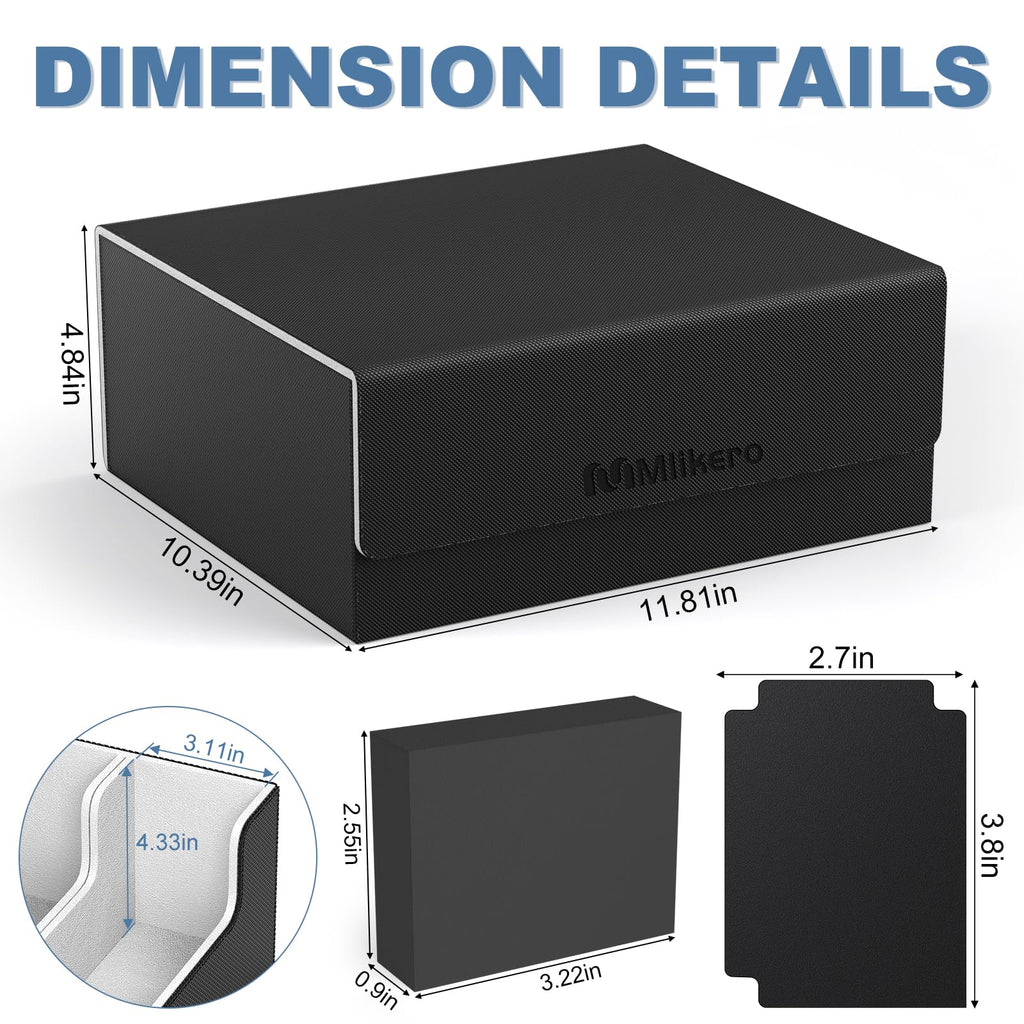 Mlikero Card Deck Case for Trading Cards 1800+, Trading Card Storage Box Fits Toploader and Magnetic Card Holder, Leather Magnetic Closure Deck Box Fit for MTG, TCG