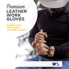 Wells Lamont Leather Work Gloves for Men – Heavy Duty, Cowhide, Abrasion & Puncture Resistant – Adjustable Wrist, Gunn Cut Design, Ideal for Ranching, Farming, Construction - Timber - XXL