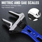 WORKPRO 6-Inch Stubby Adjustable Wrench, 1.5-Inch Extra Wide Jaw Opening Wrench, Metric/SAE Scales, Cr-V Steel, Ideal for Work in Confined Spaces
