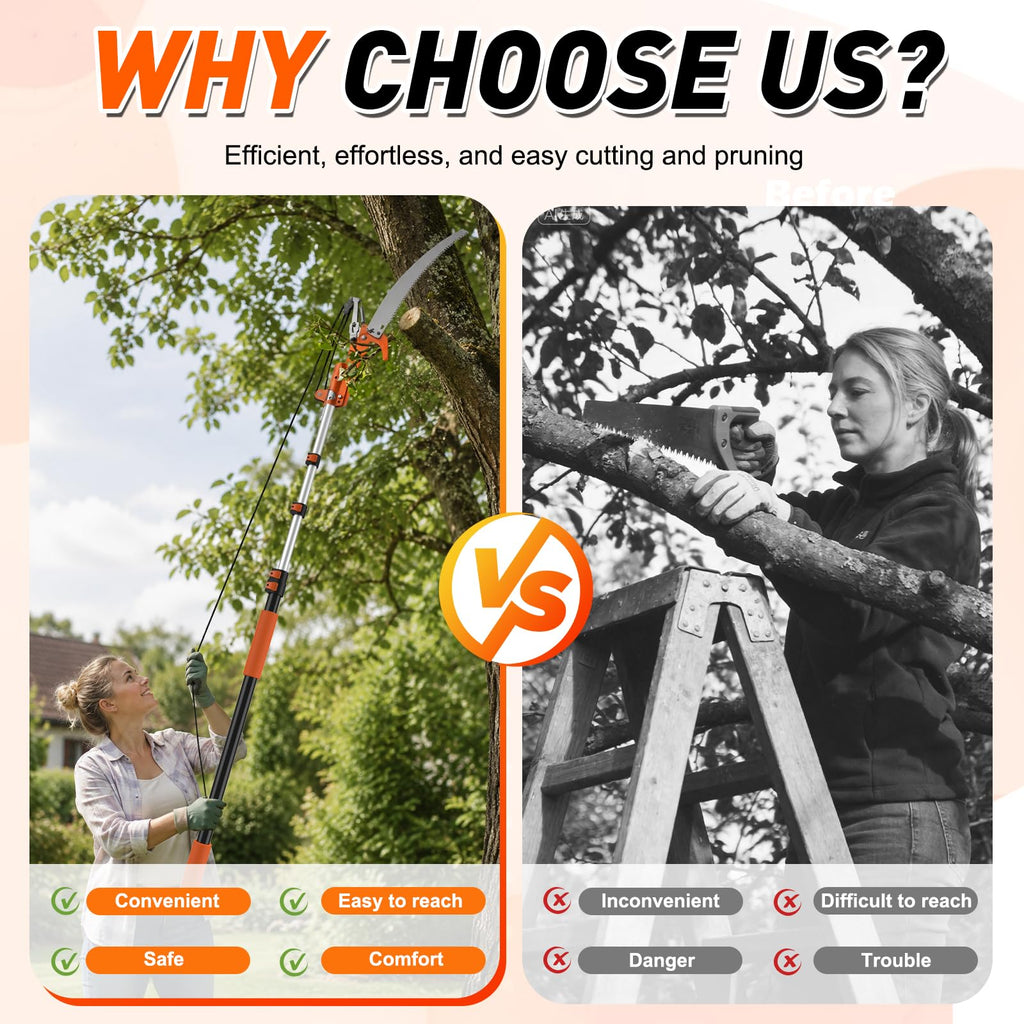 SISUPASSIE 26FT Reach Tree Trimmer, Telescoping Pole Saw with 5-20FT Extension Pole, Manual Tree Pruner Extendable for Yard, Garden, Patios