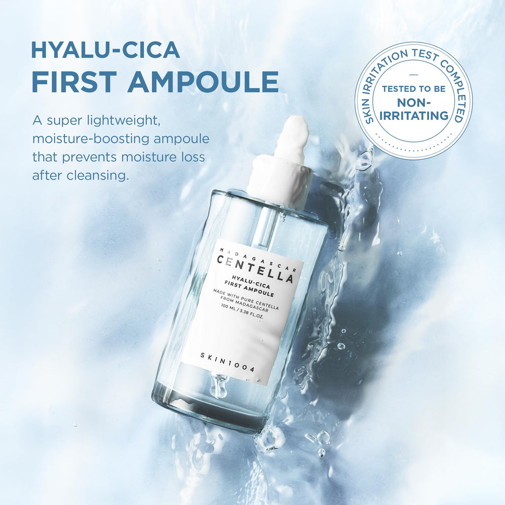 SKIN1004 Hyalu-Cica First Ampoule, Korean Serum for Face with Hyaluronic Acid & Centella, Facial Ampoule Serum for Deep Moisture, Lightweight Centella Ampoule, Korean Skin Care, 3.38 fl.oz / 100ml