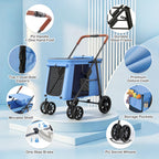 MoNiBloom Pet Stroller for Medium to Large Dogs up to 66lb, One-Button Fold System, Breathable Mesh Top & Sides, Portable Dog Wagon for Outdoor