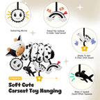 Spiral Car Seat Baby Toys 0-6 Months, Infant Carseat High Contrast Sensory Toys Hanging Stroller Accessories, Newborn Gifts for Baby Boys Girls Essentials, Cute Black and White Cow