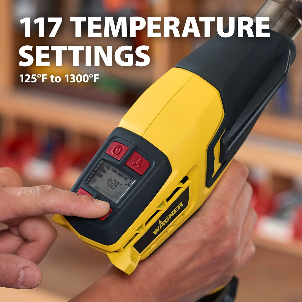 Wagner Spraytech 0503070 FURNO 700 Digital Heat Gun, 2 Nozzles & Temperature Setting Ranging 125áµ’F to 1300áµ’F, Electric Heat Gun for Paint Removal, Bending PVC, Crafts and More