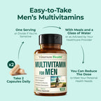 Methylated Multivitamin for Men with Bioavailable Vitamins, Chelated Minerals, Vitamin D, B12, C, A & Zinc for Energy, Focus and Immune Health – Premium Mens Multivitamins & Multiminerals – 60 Caps
