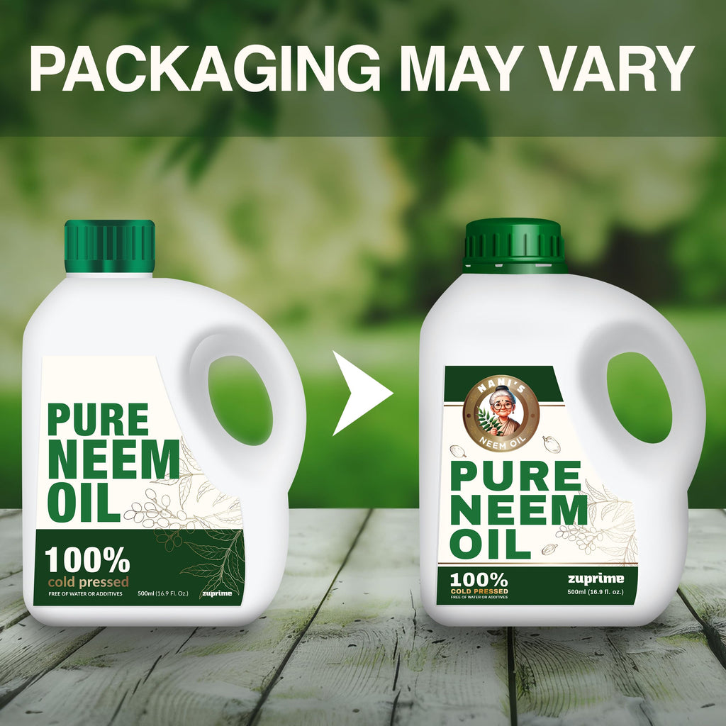 Nani's Pure Neem Oil for Plants Concentrate - Dilute for Use as Organic Neem Oil Spray for Plants, Outdoor & Indoor Use - 100% Cold Pressed - Horticultural Enhanced Plant Health & Shine Need (17 oz)