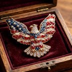 250th Anniversary Enamel Brooch Pin, Red White and Blue Patriotic Brooch, Eagle Design Enamel with Rhinestones Jewelry Gift