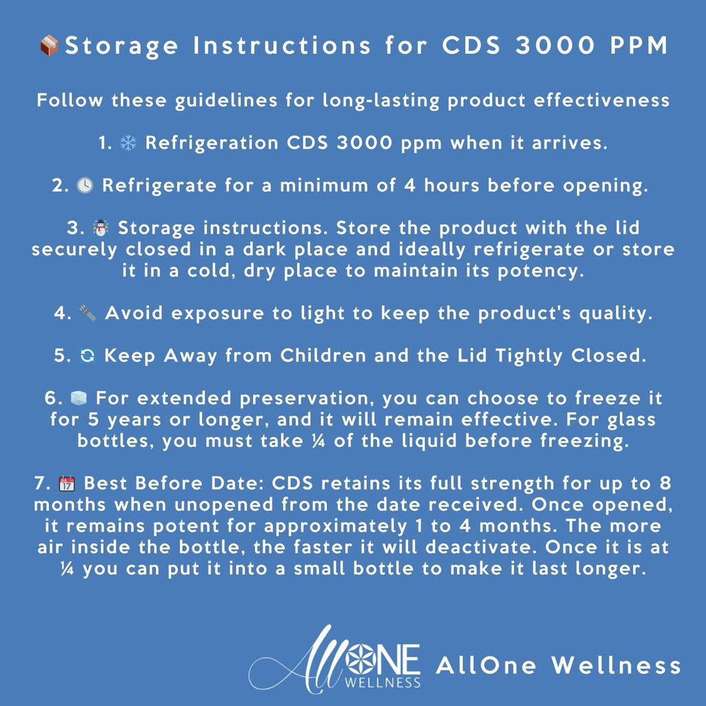 Pure Chlorine Dioxide Solution 3000 PPM - CDS 3000 PPM 4.2 oz Plastic Bottle CDS Solution Made in USA | Allone Wellness